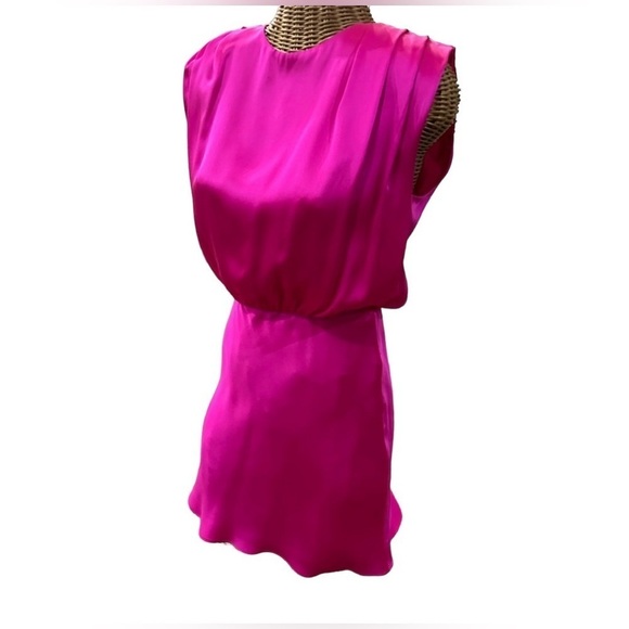 Amanda Uprichard Winslow Mini Dress Begonia Pink Sleeveless Silk Cocktail Party - Picture 4 of 7